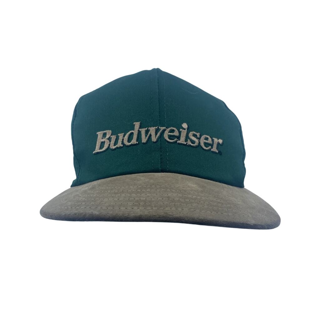 Official Budweiser Snapback Cap Hat With Leather Brim Made in USA Adjustable